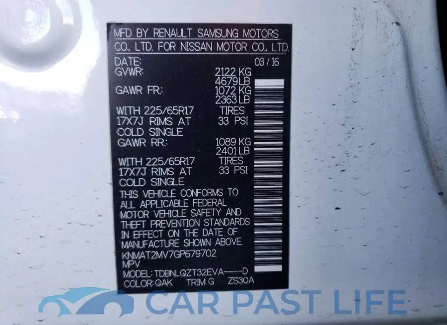 KNMAT2MV7GP679702# 14
