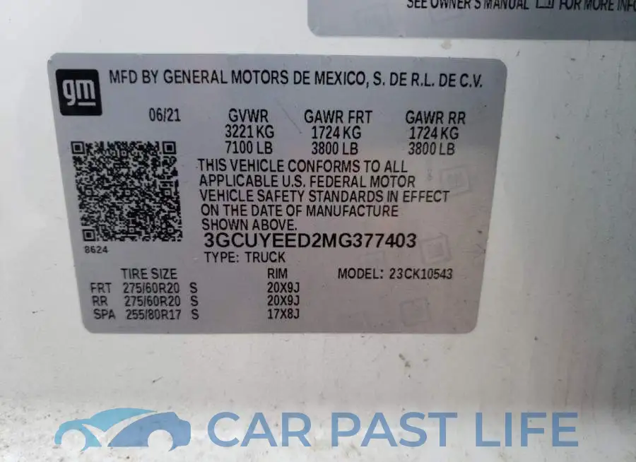 3GCUYEED2MG377403# 12