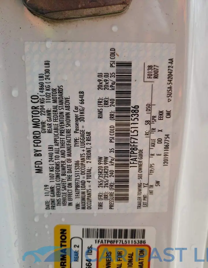 1FATP8FF7L5115386# 13
