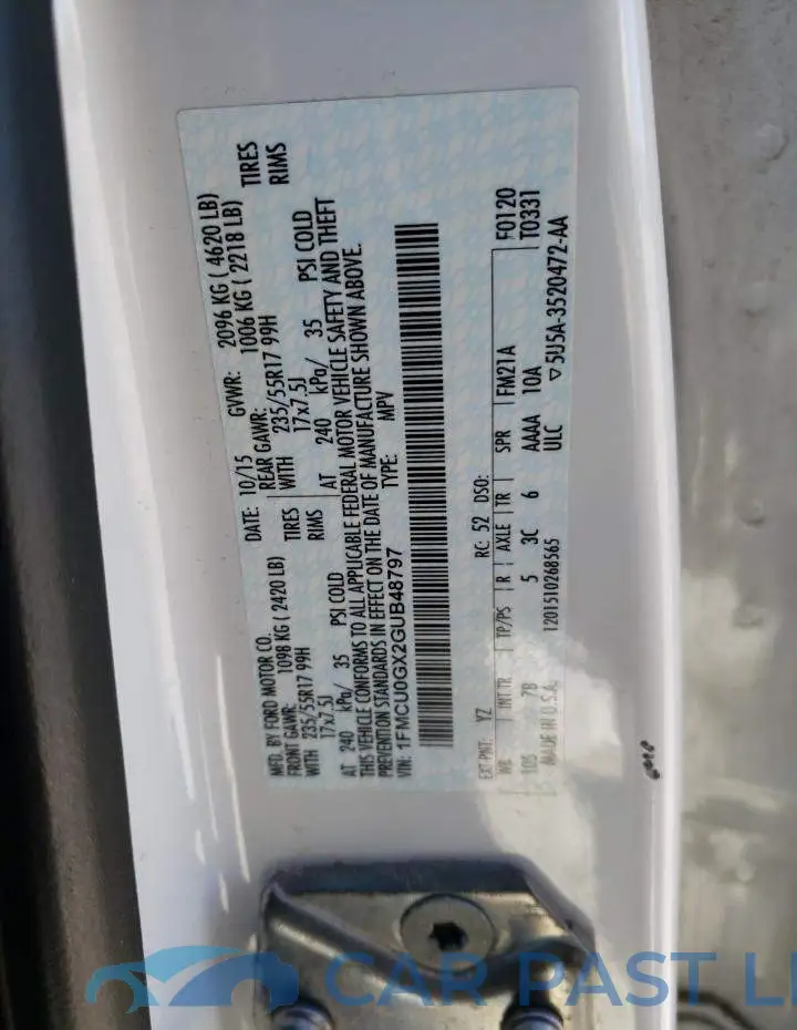 1FMCU0GX2GUB48797# 12