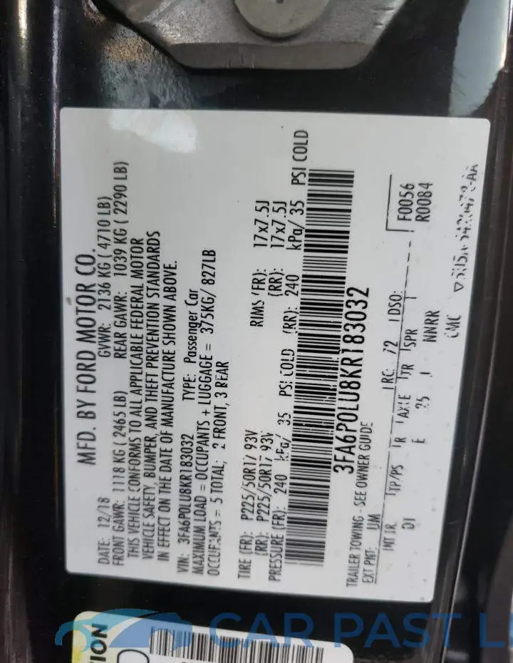 3FA6P0LU8KR183032# 12