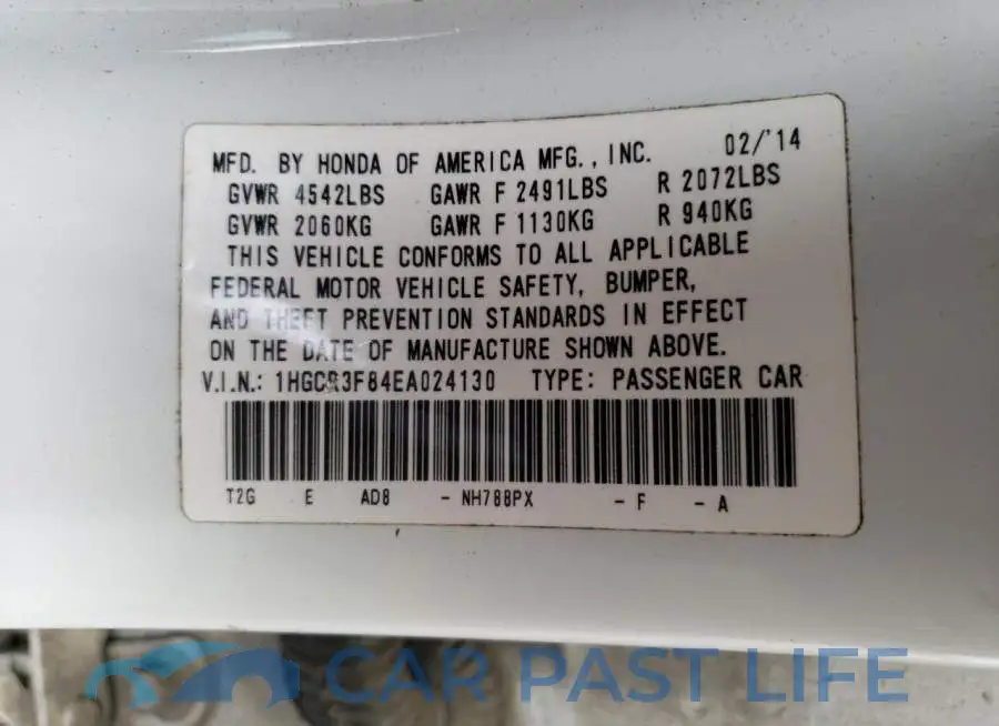 1HGCR3F84EA024130# 13