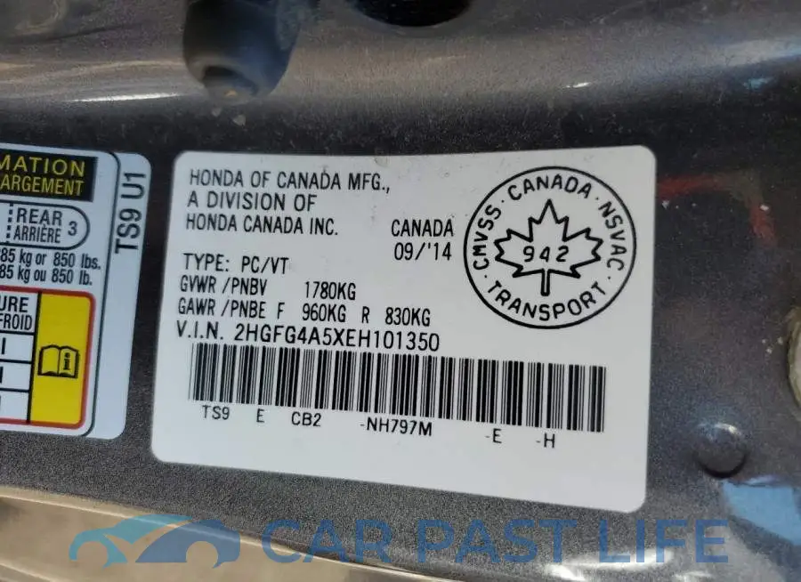 2HGFG4A5XEH101350# 12