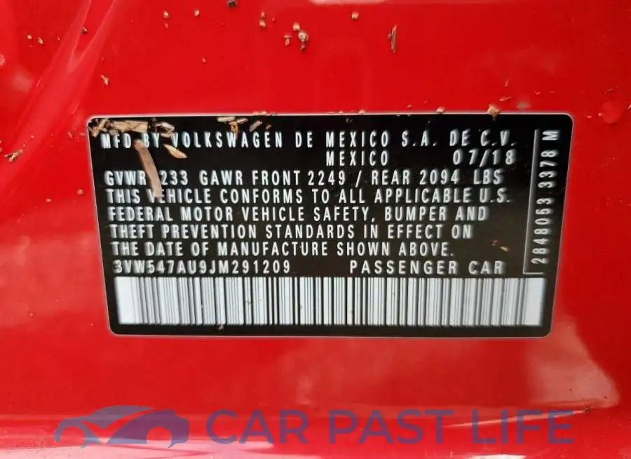 3VW547AU9JM291209# 13