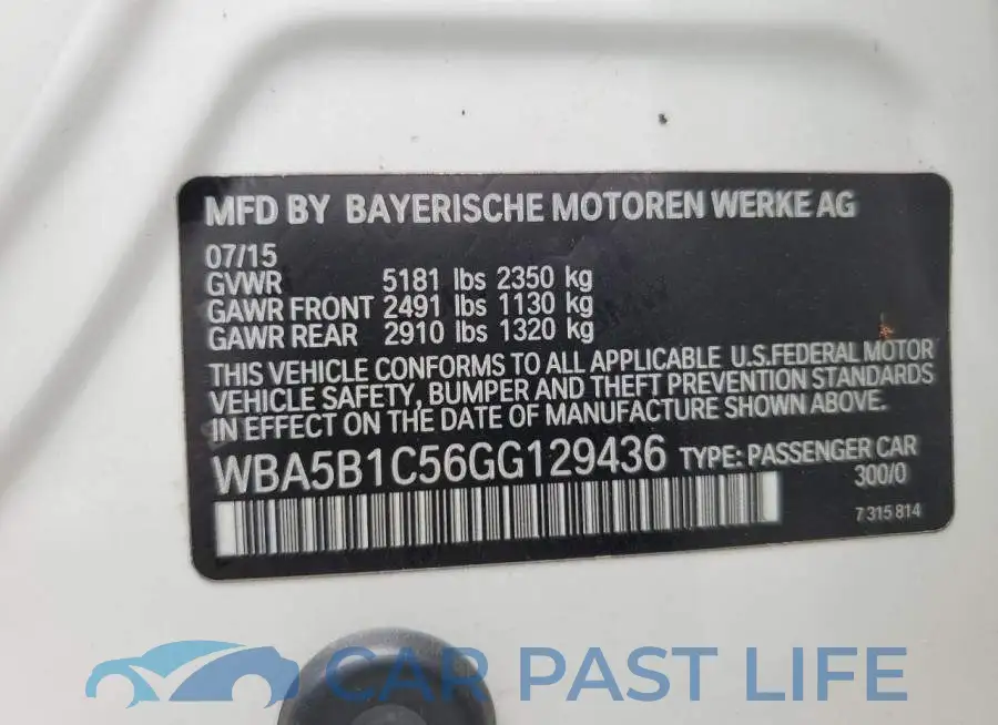 WBA5B1C56GG129436# 13