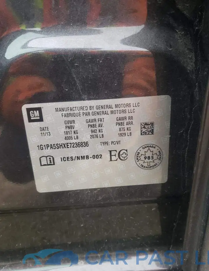 1G1PA5SHXE7236836# 13