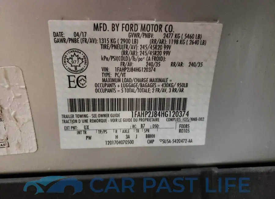 1FAHP2J84HG120374# 12