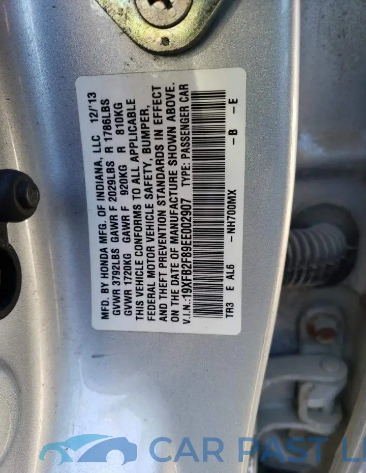 19XFB2F89EE002907# 12