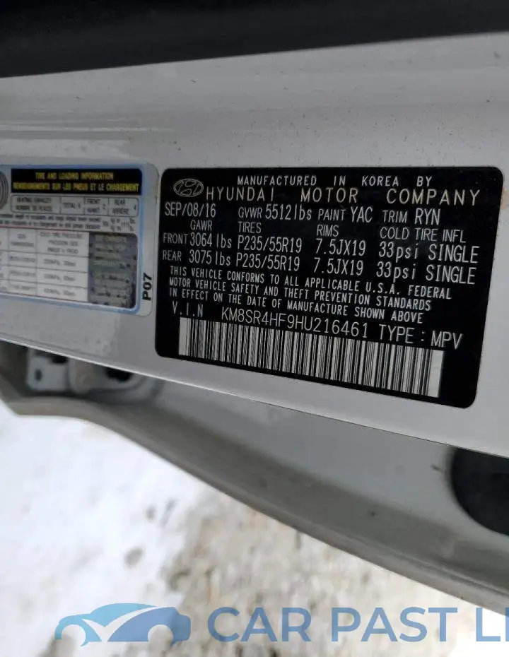 KM8SR4HF9HU216461# 12