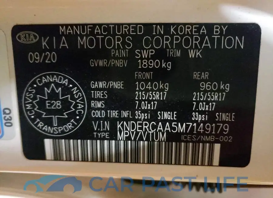 KNDERCAA5M7149179# 14