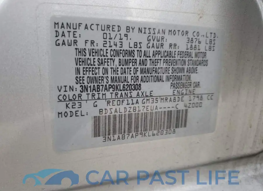 3N1AB7AP9KL620308# 13