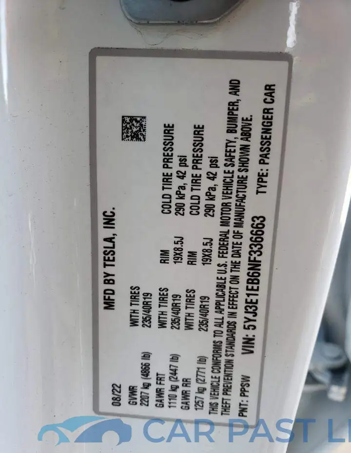 5YJ3E1EB6NF336663# 12