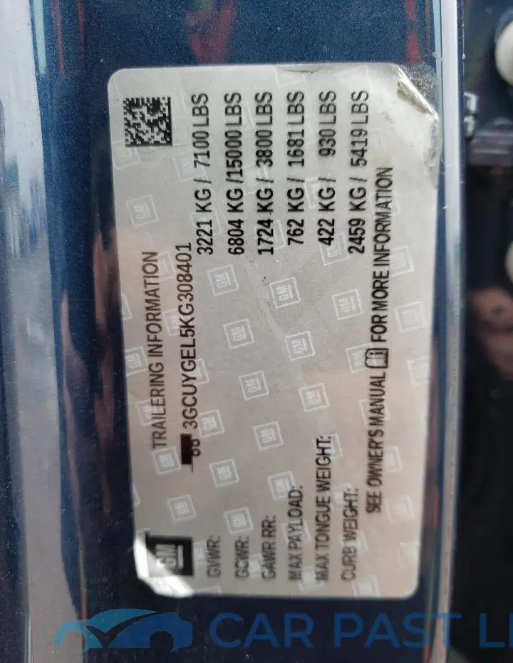 3GCUYGEL5KG308401# 12