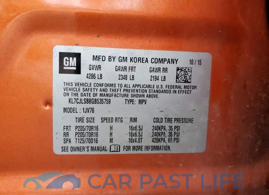 KL7CJLSB8GB535759# 13