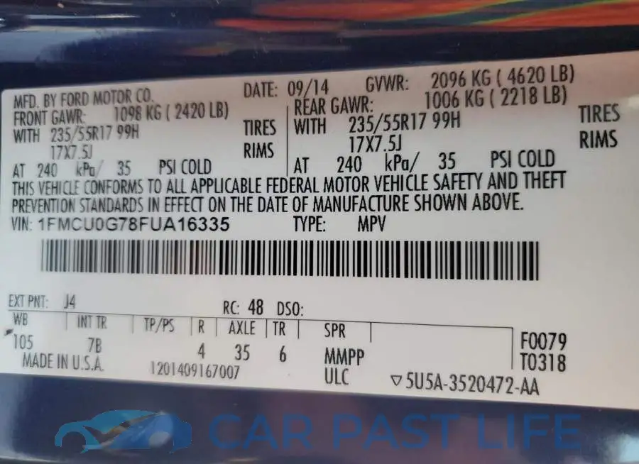 1FMCU0G78FUA16335# 13
