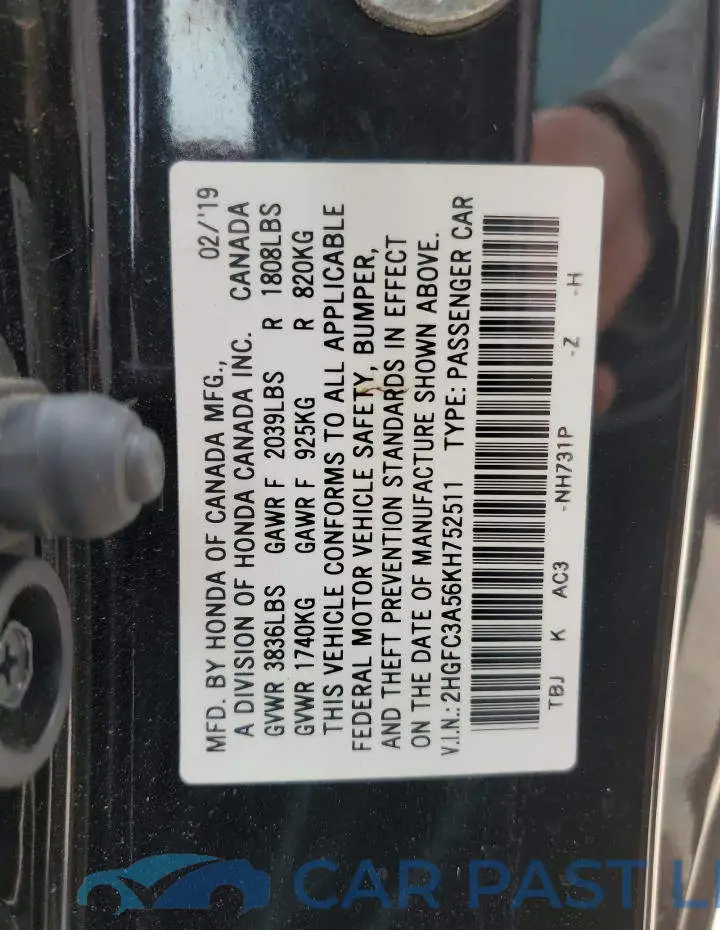 2HGFC3A56KH752511# 13