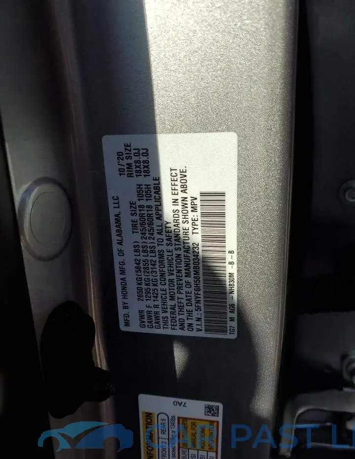 5FNYF6H58MB034232# 13