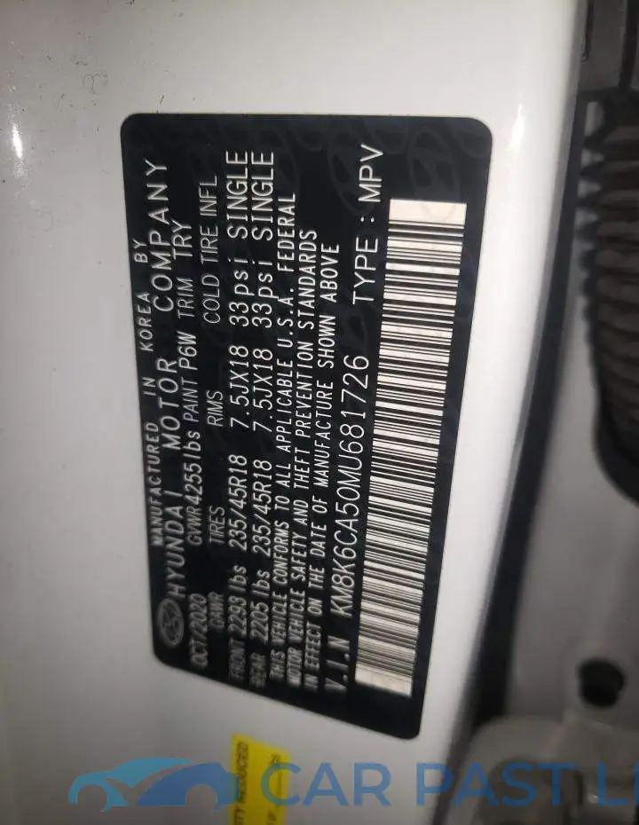 KM8K6CA50MU681726# 12