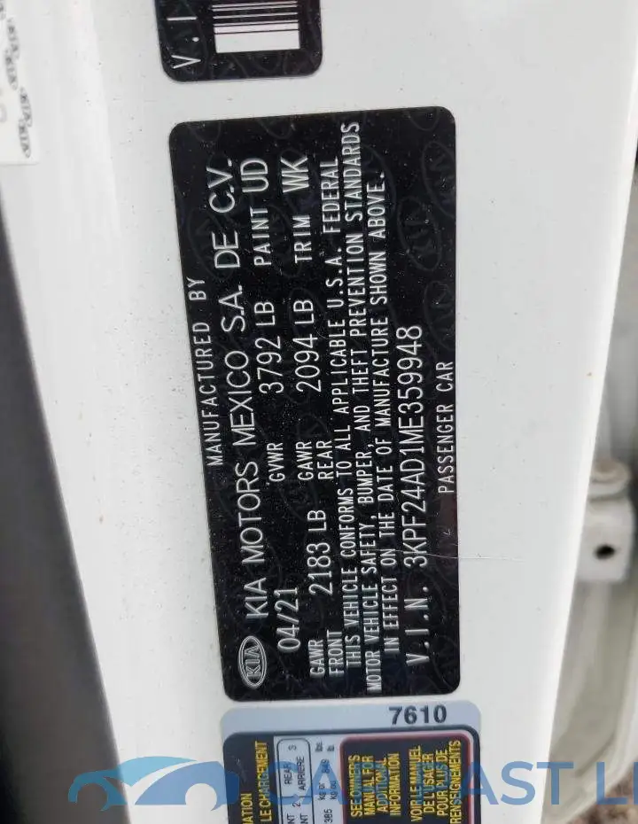 3KPF24AD1ME359948# 12