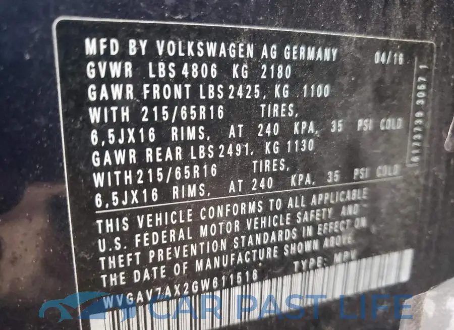 WVGAV7AX2GW611516# 14