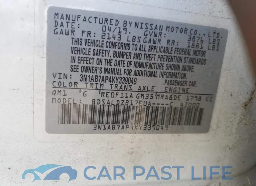 3N1AB7AP4KY339049# 10