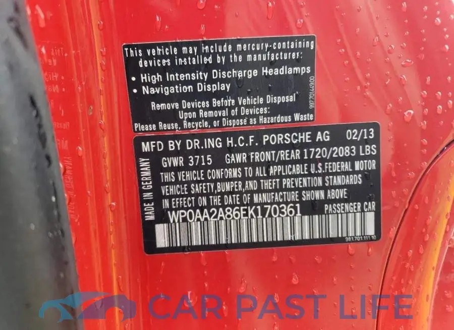 WP0AA2A86EK170361# 12