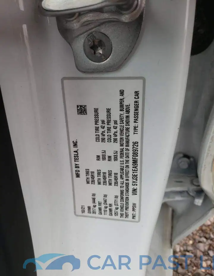 5YJ3E1EA9MF089726# 12