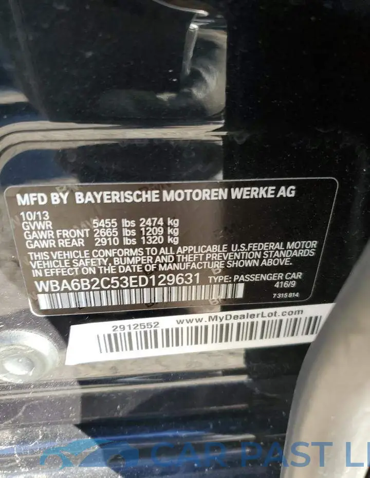 WBA6B2C53ED129631# 12