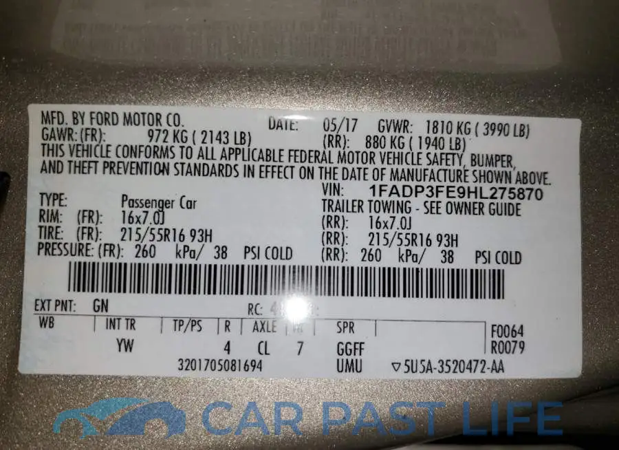 1FADP3FE9HL275870# 12