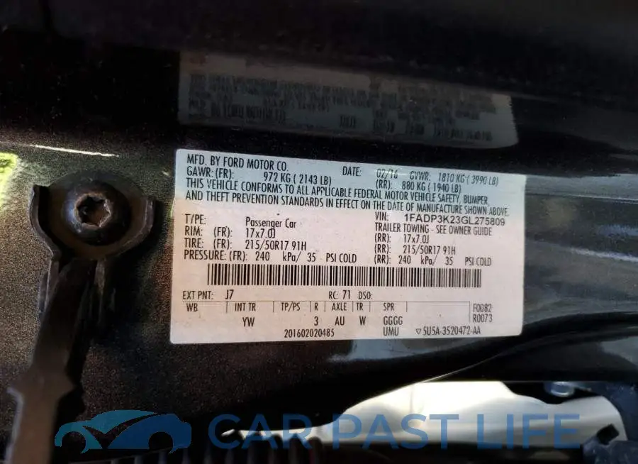 1FADP3K23GL275809# 12