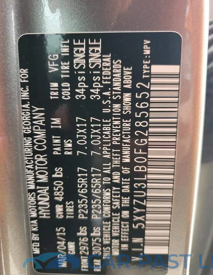 5XYZU3LB0FG285652# 14