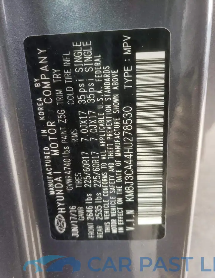 KM8J3CA44HU278530# 13