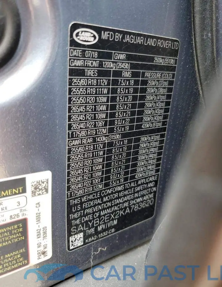 SALYB2EX2KA783620# 13