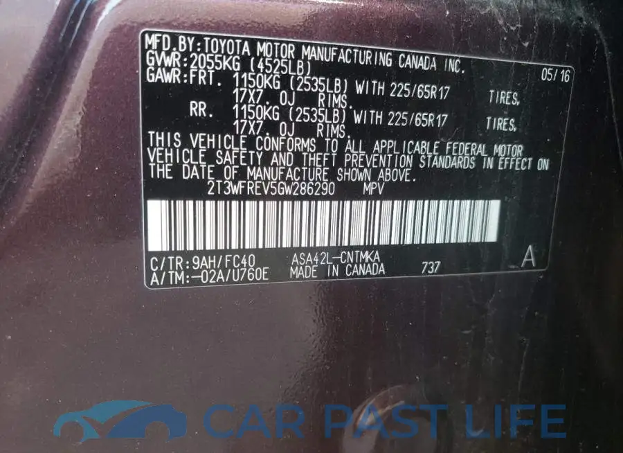 2T3WFREV5GW286290# 13