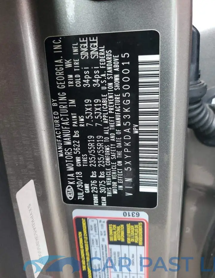 5XYPKDA53KG500015# 12