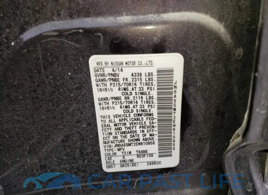 JN8AS5MT2EW610958# 13