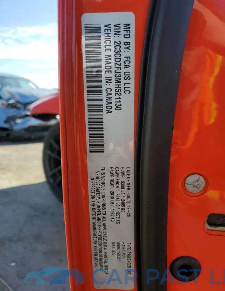 2C3CDZFJ3MH521130# 12