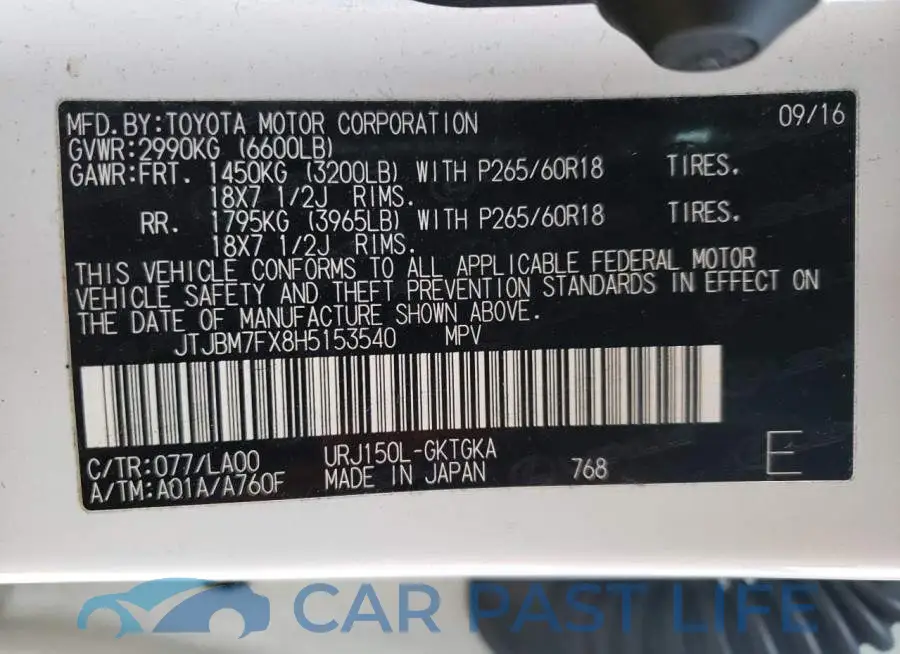 JTJBM7FX8H5153540# 14
