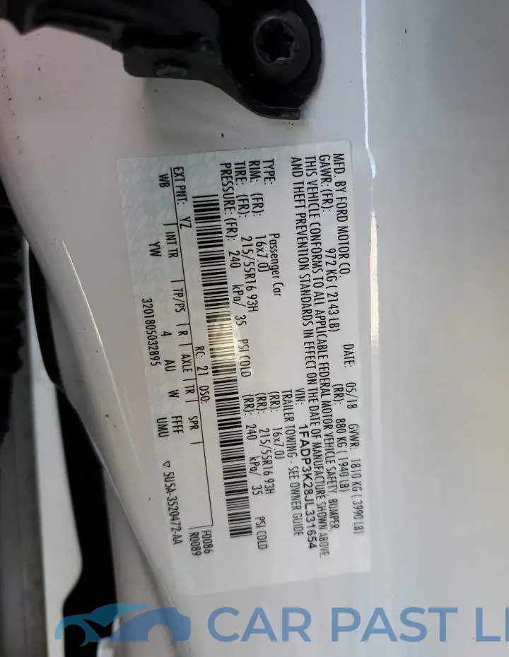 1FADP3K28JL331654# 13