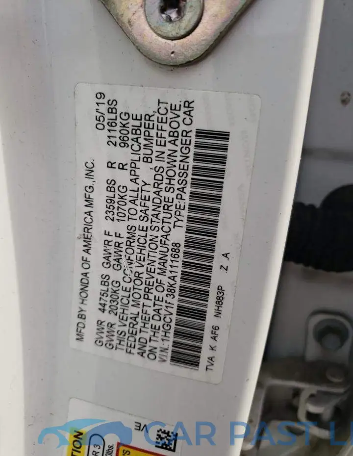 1HGCV1F38KA111688# 13