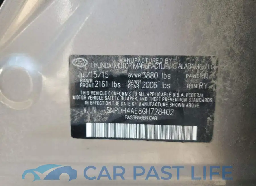 5NPDH4AE8GH728402# 12