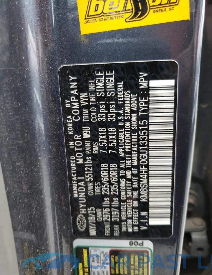 KM8SM4HF0GU133515# 12