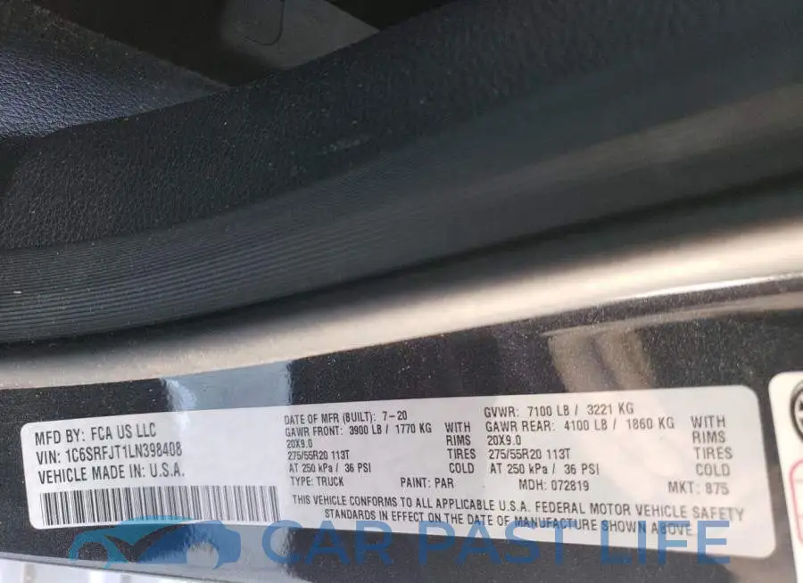 1C6SRFJT1LN398408# 12