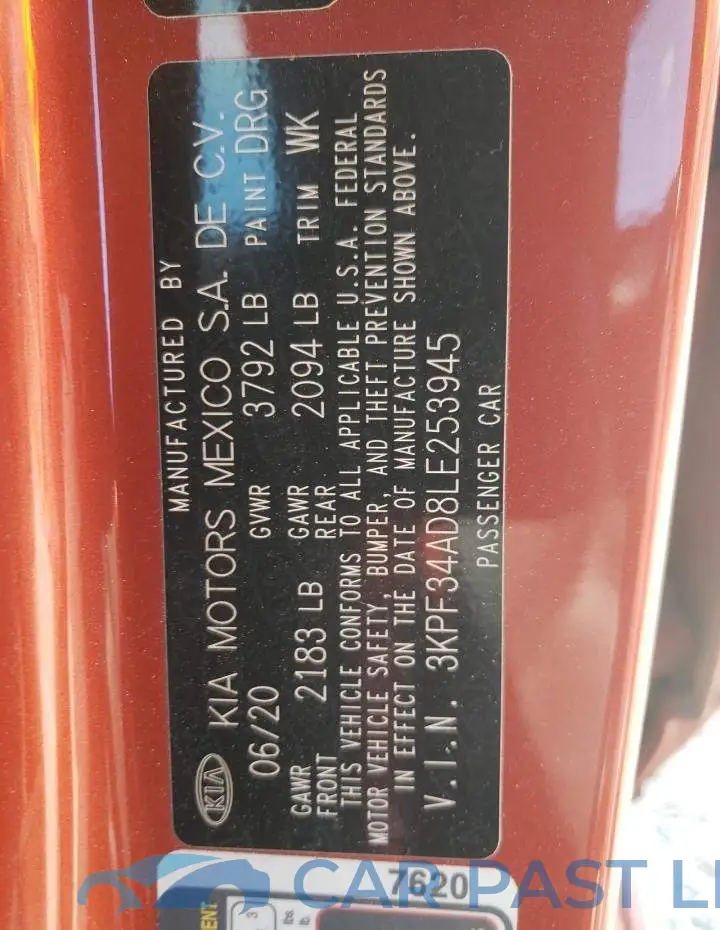 3KPF34AD8LE253945# 10