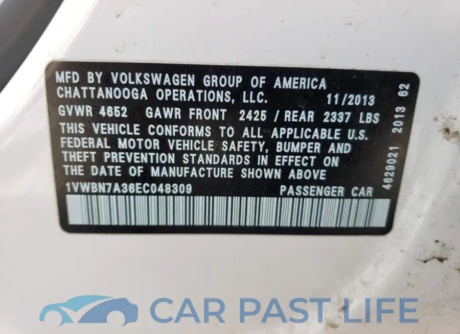 1VWBN7A36EC048309# 12