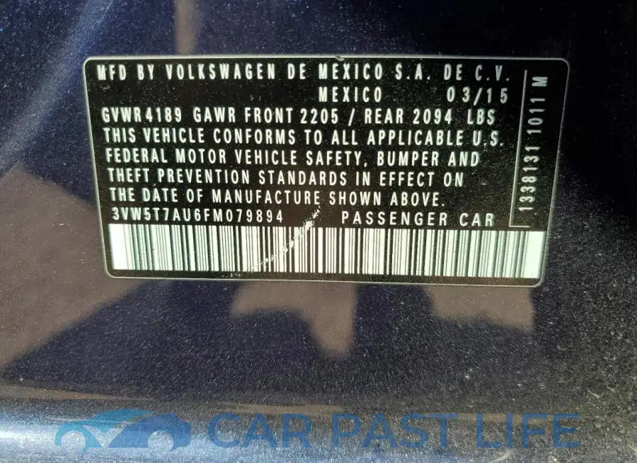 3VW5T7AU6FM079894# 12