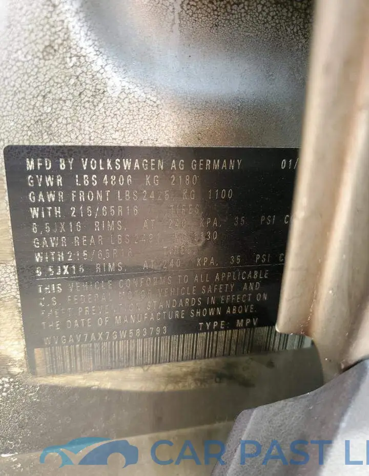 WVGAV7AX7GW583793# 13