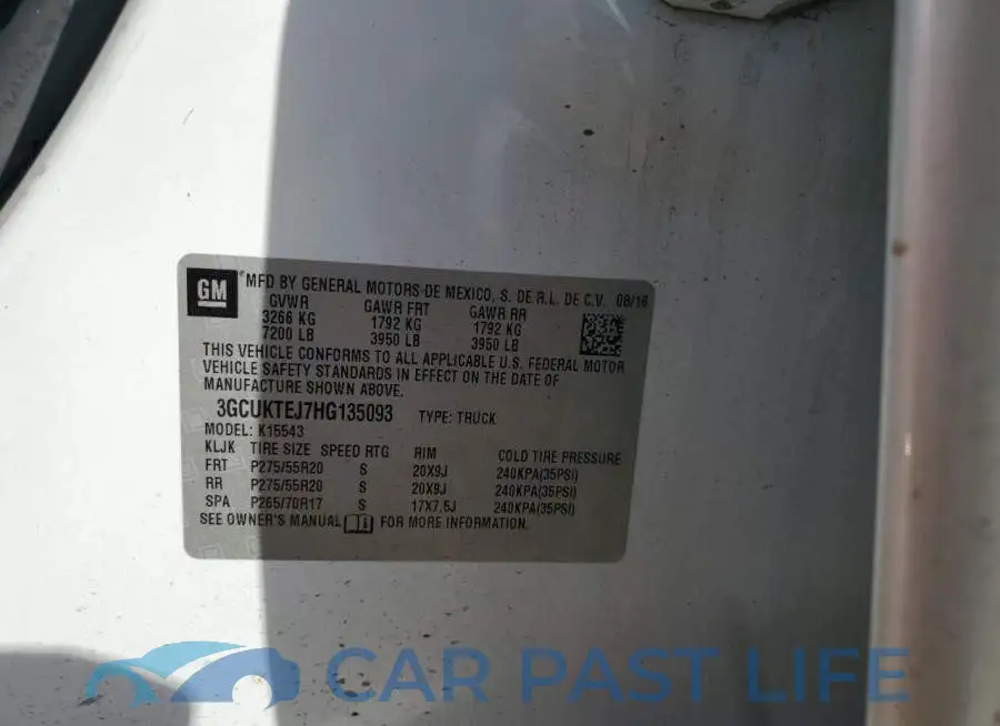3GCUKTEJ7HG135093# 13