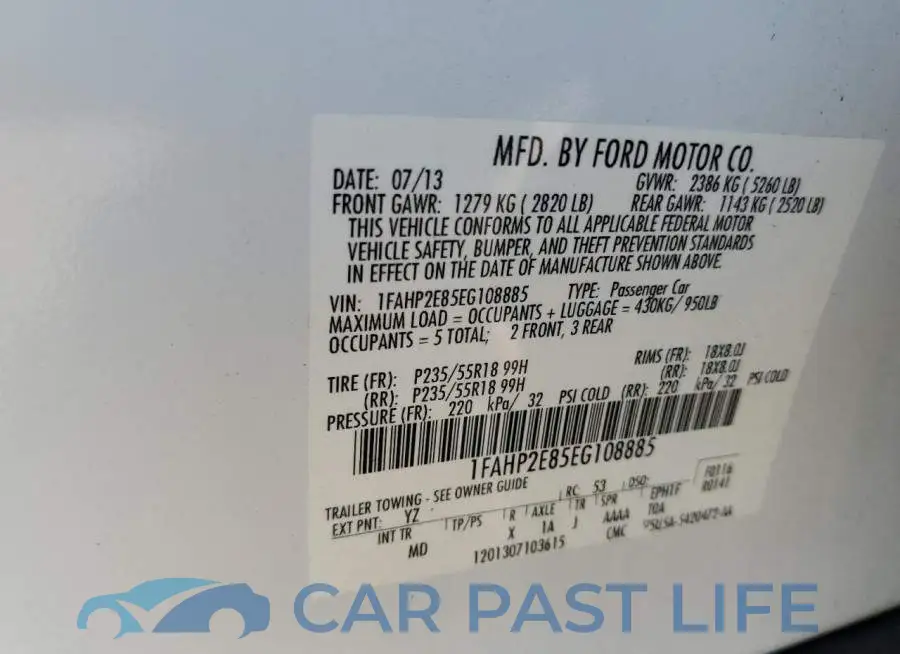 1FAHP2E85EG108885# 12