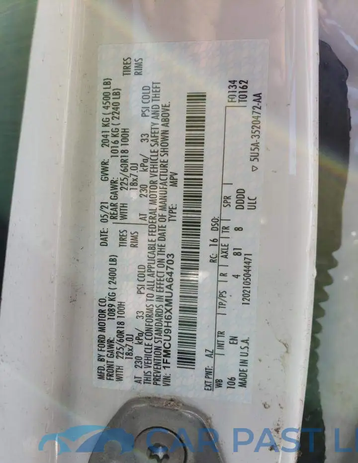 1FMCU9H6XMUA64703# 13